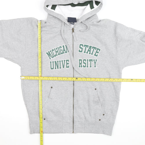 J America Men's Grey Michigan State Full Zip Hoodie Size M