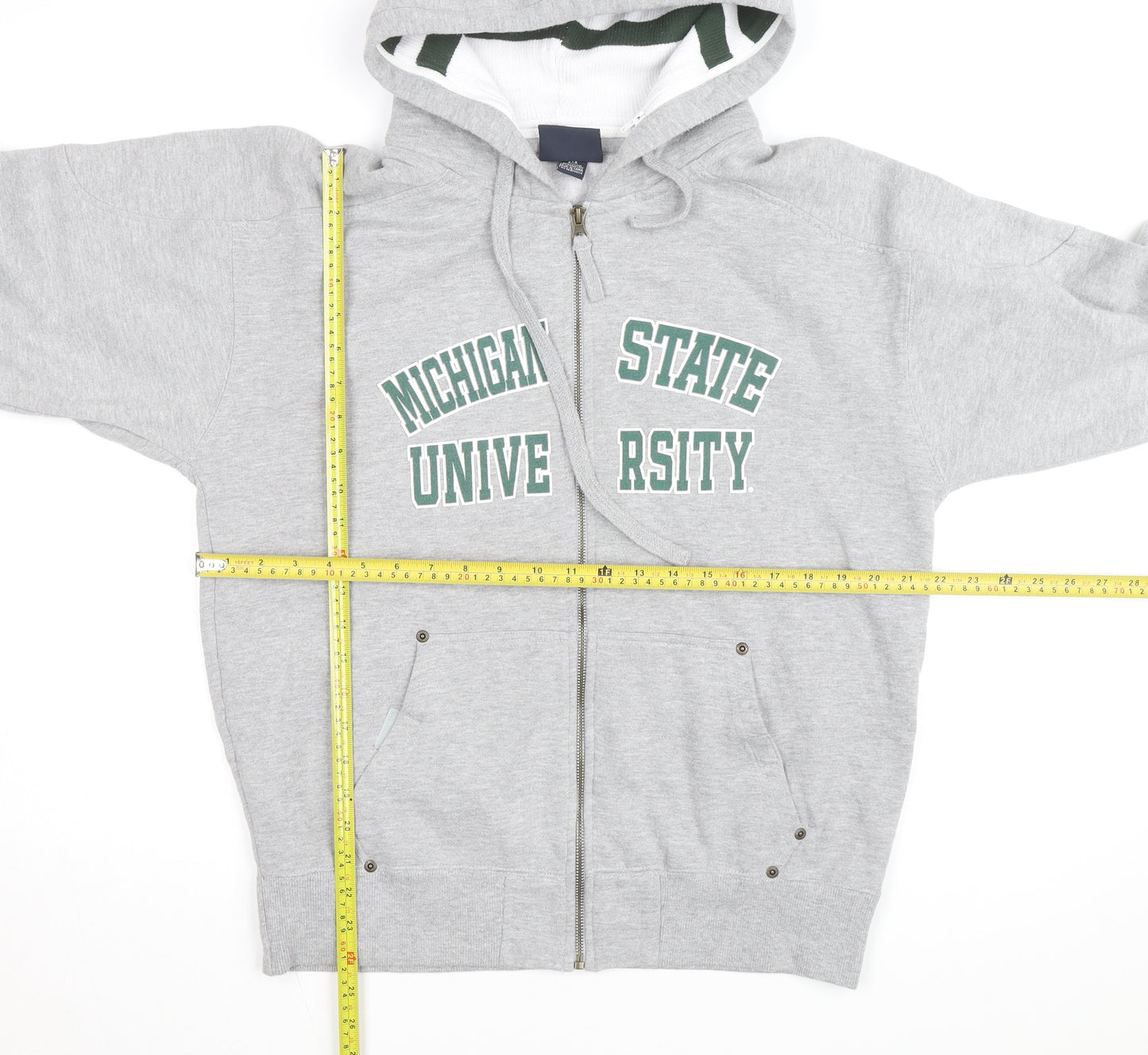 J America Men's Grey Michigan State Full Zip Hoodie Size M
