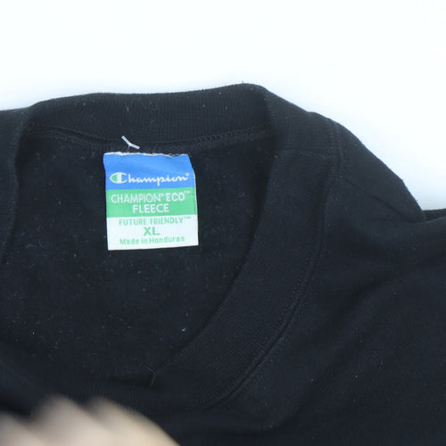 Champion Men's Black XL Pullover Fleece Sweatshirt with Logo