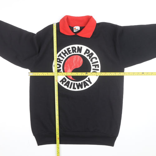 Signal Men's Black Collared Retro Graphic Sweatshirt Size M