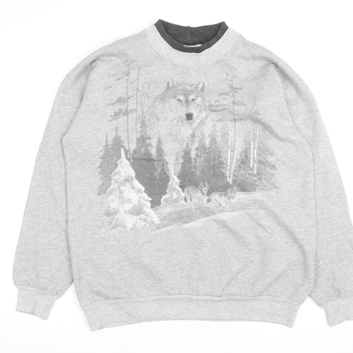 Ernie’s Glen Men’s Grey Wolf Graphic Pullover Sweatshirt M
