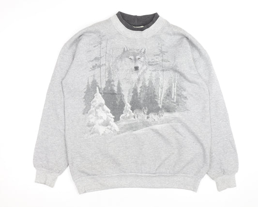 Ernie’s Glen Men’s Grey Wolf Graphic Pullover Sweatshirt M