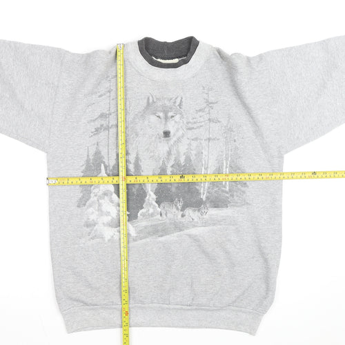 Ernie’s Glen Men’s Grey Wolf Graphic Pullover Sweatshirt M