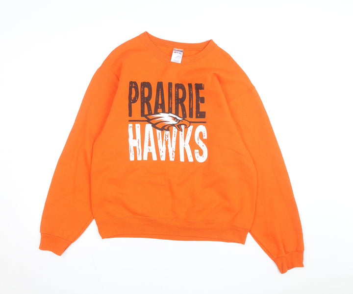 Jerzees Men's Orange Prairie Hawks Graphic Pullover Sweatshirt M