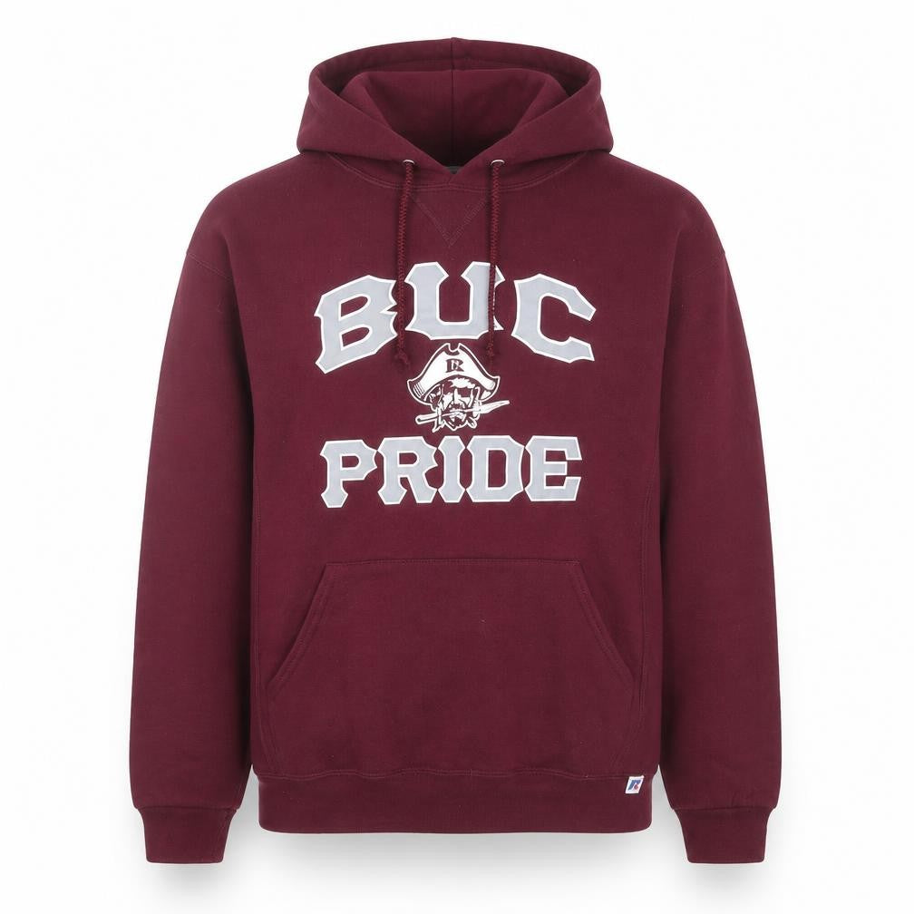 Front view of Russell Athletic Men's Red Pullover Hoodie M Graphic Sportswear
