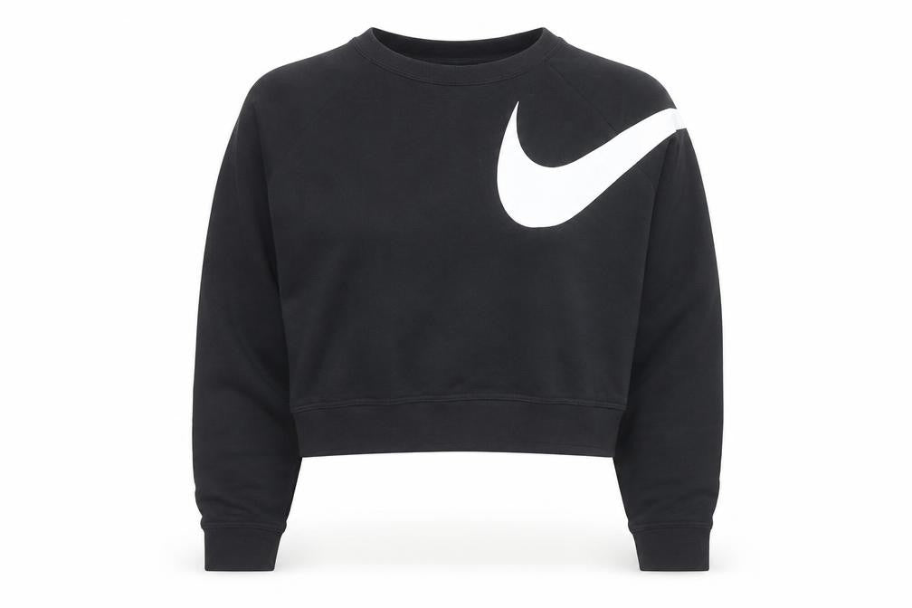Front view of Nike Women's Black XL Dri-Fit Cropped Pullover Sweatshirt