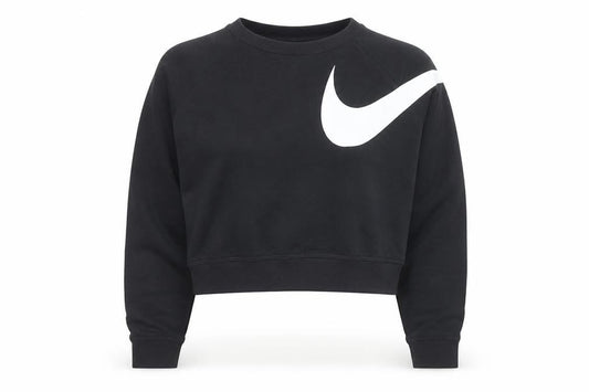 Front view of Nike Women's Black XL Dri-Fit Cropped Pullover Sweatshirt