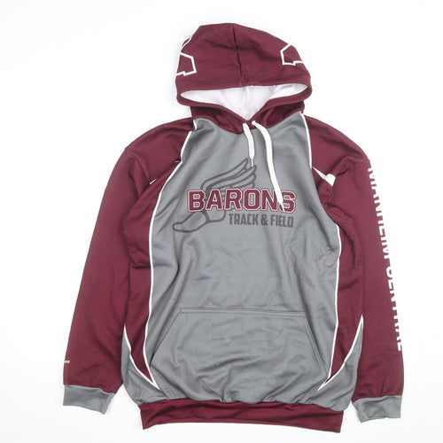 Pryde Gear Men’s Grey Red Pullover Hoodie S Athletic Track & Field