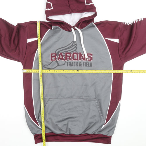 Pryde Gear Men’s Grey Red Pullover Hoodie S Athletic Track & Field