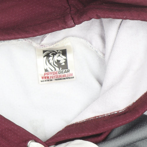 Pryde Gear Men’s Grey Red Pullover Hoodie S Athletic Track & Field