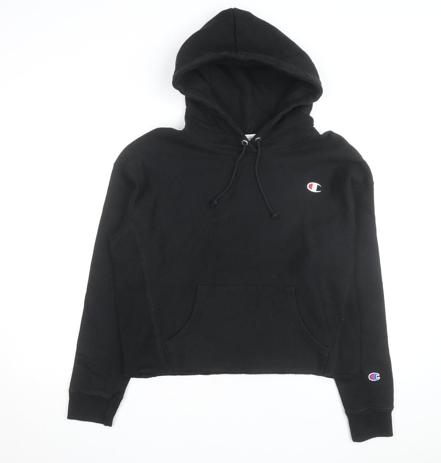 Champion Girls Black Reverse Weave Pullover Hoodie L Logo Fleece