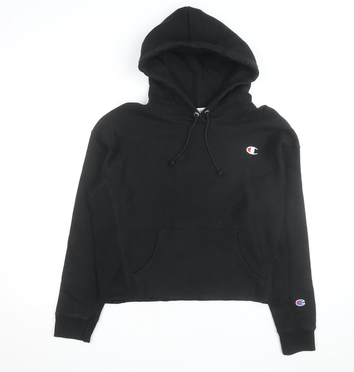 Champion Girls Black Reverse Weave Pullover Hoodie L Logo Fleece