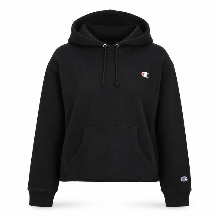 Champion Girls Black Reverse Weave Pullover Hoodie L Logo Fleece