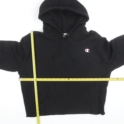 Champion Girls Black Reverse Weave Pullover Hoodie L Logo Fleece