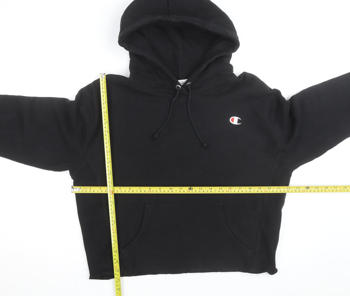 Champion Girls Black Reverse Weave Pullover Hoodie L Logo Fleece