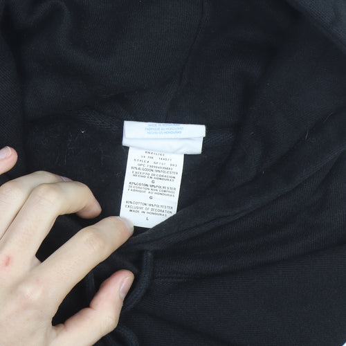 Champion Girls Black Reverse Weave Pullover Hoodie L Logo Fleece