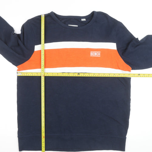 Bench Men's Blue Striped Pullover Sweatshirt Size L Crew Neck