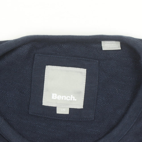 Bench Men's Blue Striped Pullover Sweatshirt Size L Crew Neck