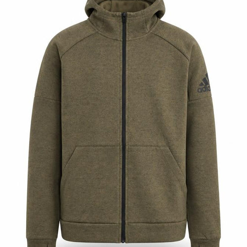 Adidas Boys Green Full Zip Hoodie XL 15-16 Years Cotton Blend Logo