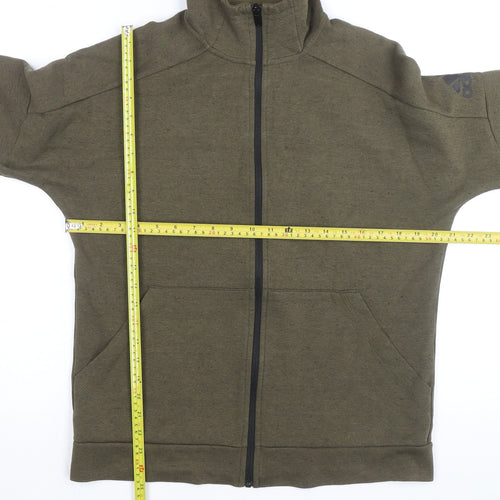 Adidas Boys Green Full Zip Hoodie XL 15-16 Years Cotton Blend Logo