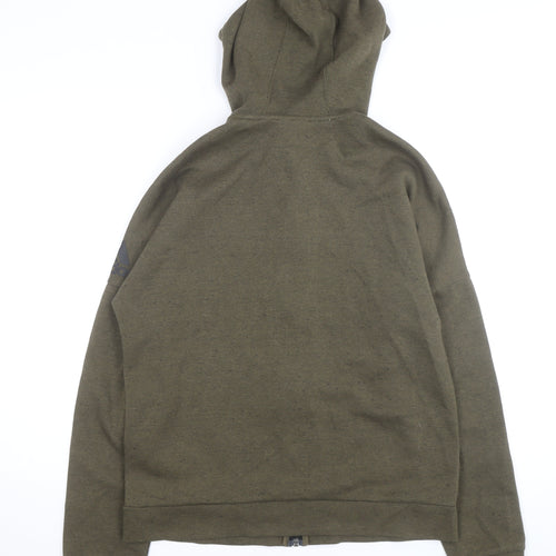 Adidas Boys Green Full Zip Hoodie XL 15-16 Years Cotton Blend Logo
