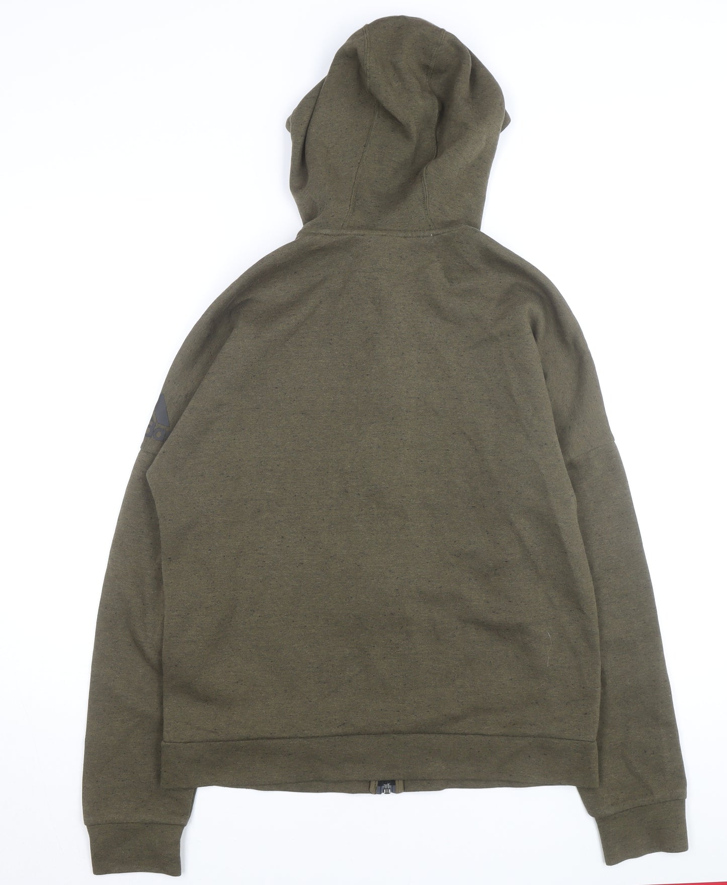 Adidas Boys Green Full Zip Hoodie XL 15-16 Years Cotton Blend Logo