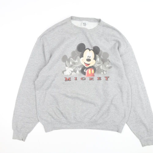 Disney Men’s Grey Mickey Mouse Pullover Sweatshirt Size L