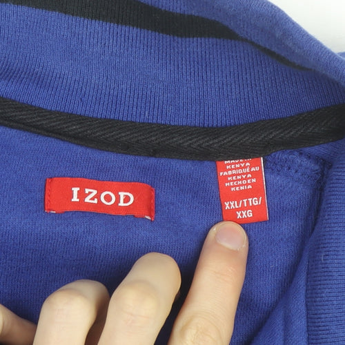 IZOD Men's Blue 2XL 1/4 Zip Fleece Sweatshirt Pullover