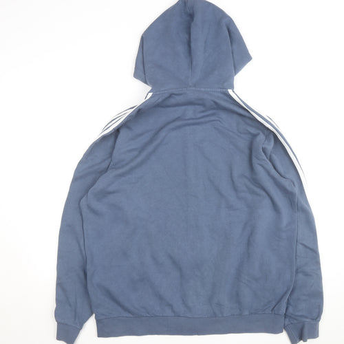 Adidas Men's Blue XL Full Zip Hoodie with Logo and Pockets