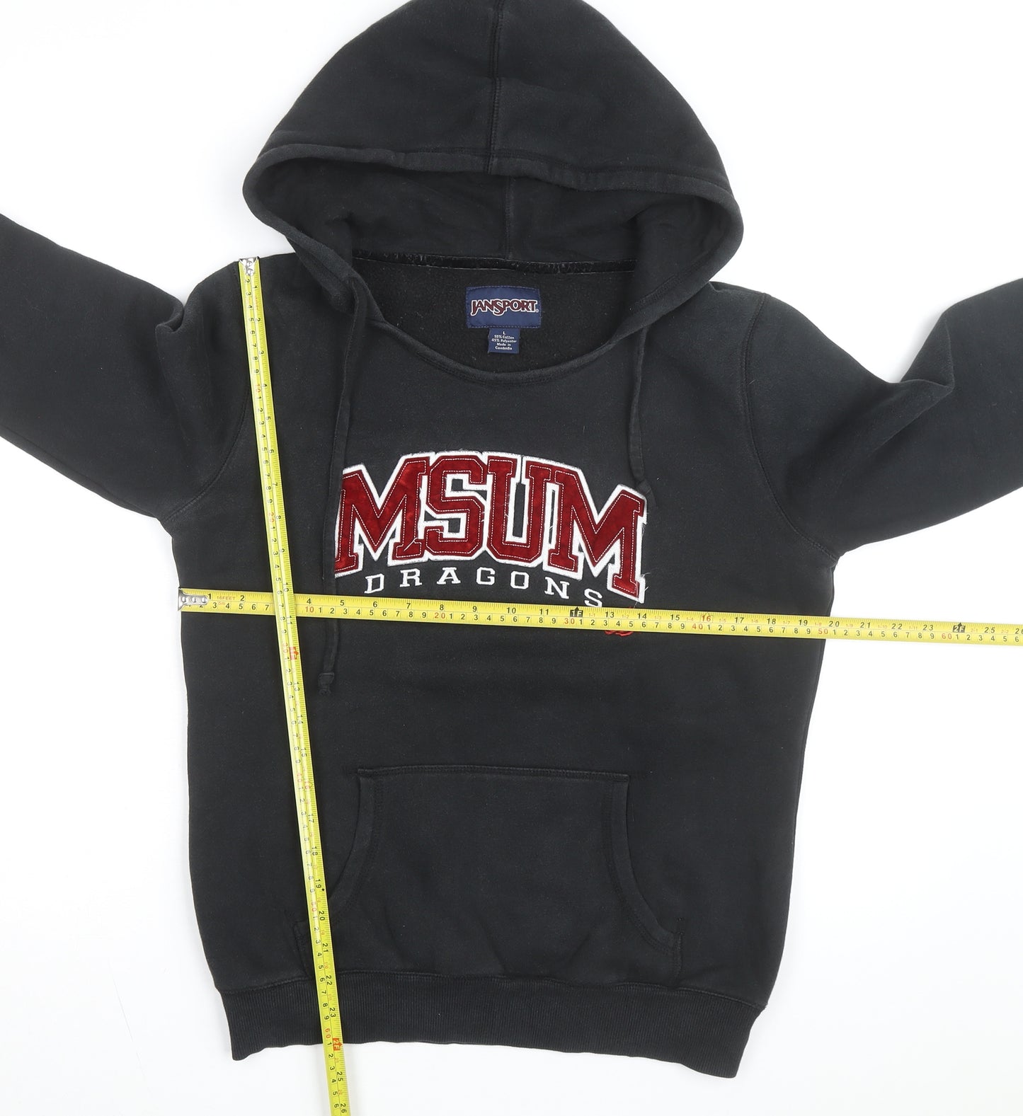 Jansport Mens Black L Pullover Hoodie MSUM Dragons Graphic Fleece