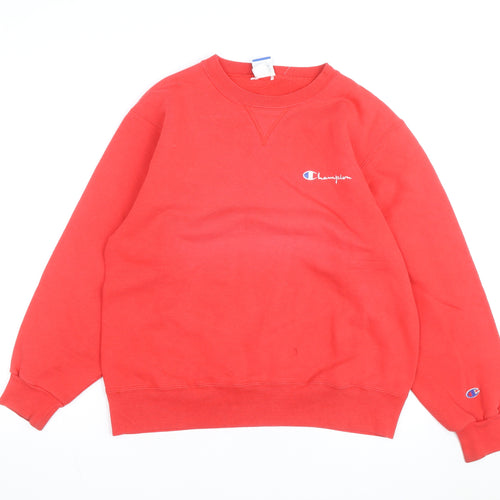 Champion Mens Red Pullover Sweatshirt L Crew Neck Fleece Retro