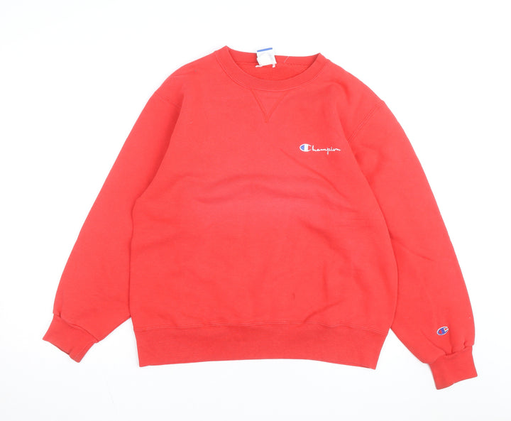 Champion Mens Red Pullover Sweatshirt L Crew Neck Fleece Retro