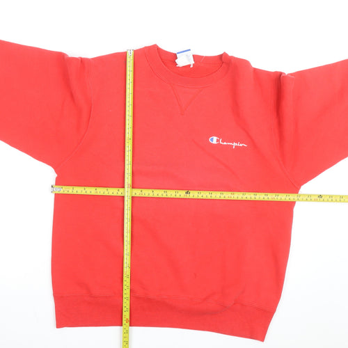 Champion Mens Red Pullover Sweatshirt L Crew Neck Fleece Retro