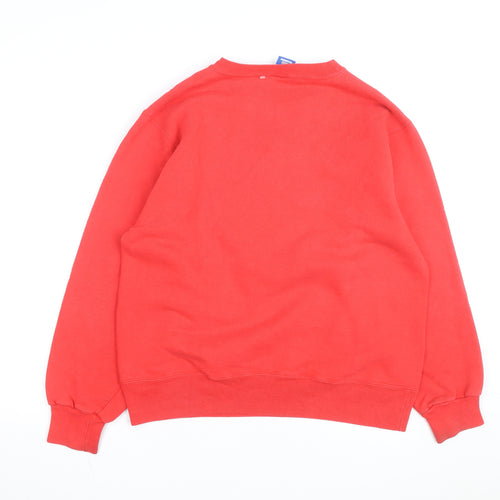 Champion Mens Red Pullover Sweatshirt L Crew Neck Fleece Retro