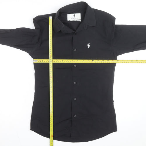 Father Sons Men's Black Slim Fit Stretch Button-Up Shirt S