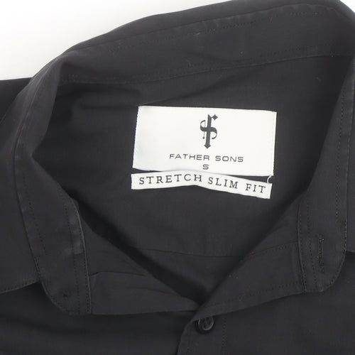 Father Sons Men's Black Slim Fit Stretch Button-Up Shirt S