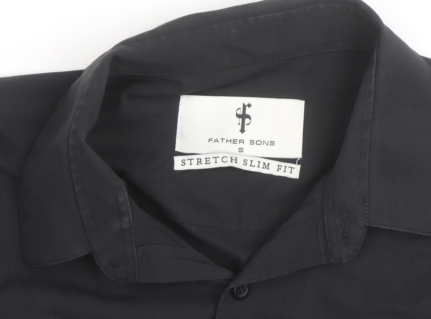 Father Sons Men's Black Slim Fit Stretch Button-Up Shirt S