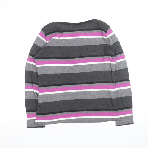 Zamba Women's Multicoloured Striped Long Sleeve Cotton T-Shirt Size 2
