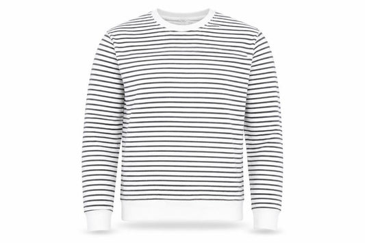 Front view of Marks & Spencer Men's White Striped Cotton Long Sleeve Top M