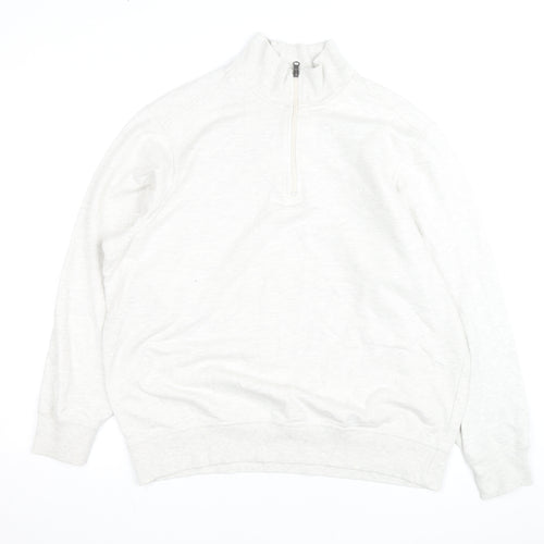 Dockers Men’s Ivory 1/4 Zip High Neck Sweatshirt Size L Regular Fit