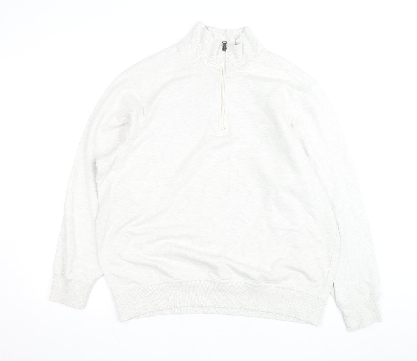 Dockers Men’s Ivory 1/4 Zip High Neck Sweatshirt Size L Regular Fit