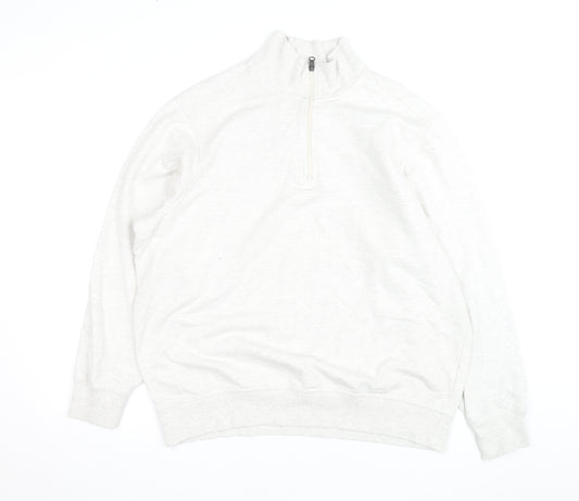 Dockers Men’s Ivory 1/4 Zip High Neck Sweatshirt Size L Regular Fit