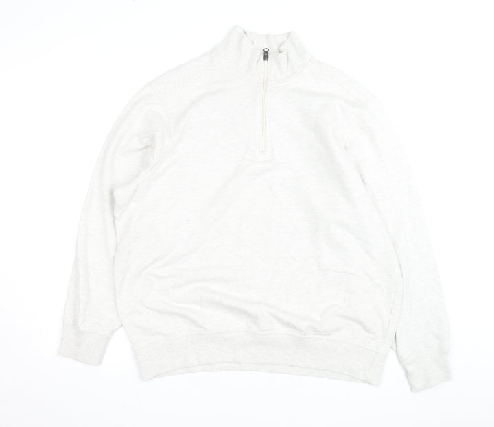 Dockers Men’s Ivory 1/4 Zip High Neck Sweatshirt Size L Regular Fit