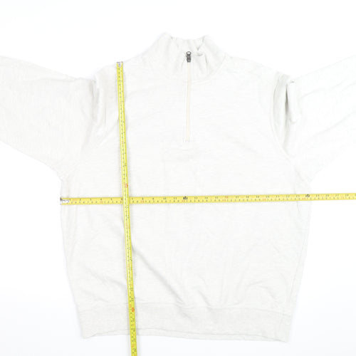 Dockers Men’s Ivory 1/4 Zip High Neck Sweatshirt Size L Regular Fit