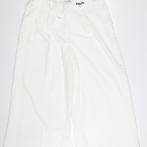 Marks and Spencer Women’s Ivory Wide-Leg Trousers Size 18