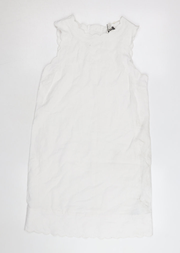 Marks and Spencer Women's White Linen Shift Dress Size 6