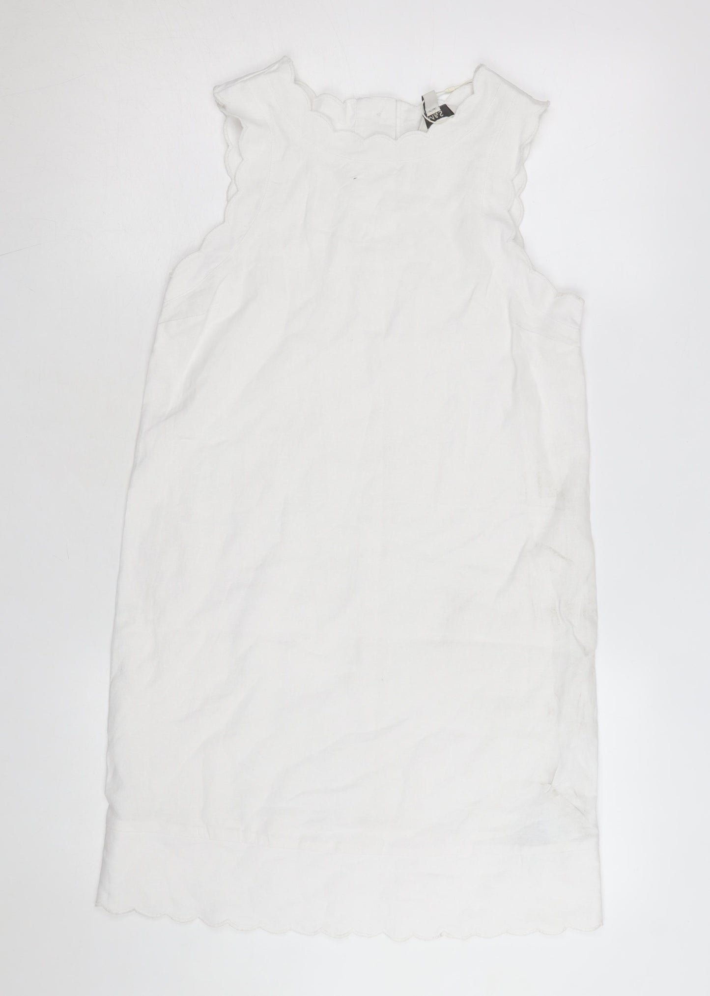 Marks and Spencer Women's White Linen Shift Dress Size 6