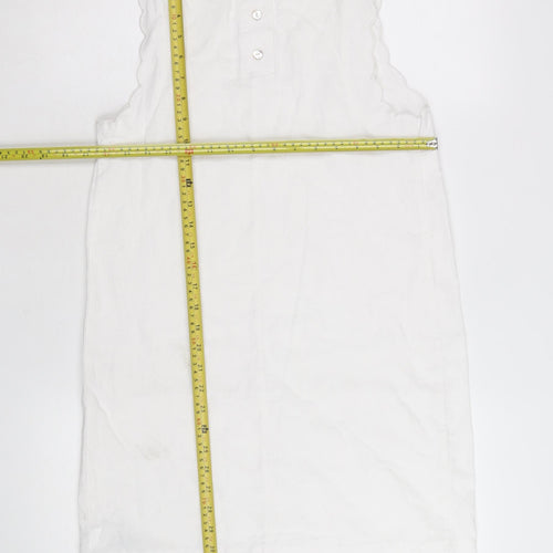 Marks and Spencer Women's White Linen Shift Dress Size 6