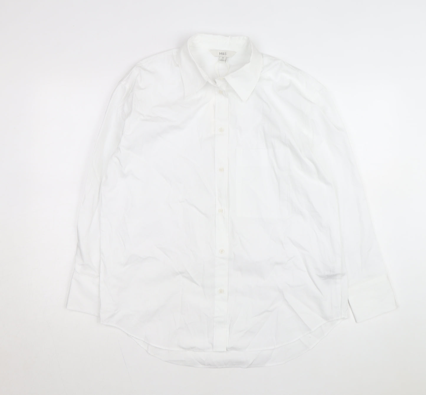 Marks and Spencer Men's White Regular Fit Long Sleeve Cotton Shirt Size 15