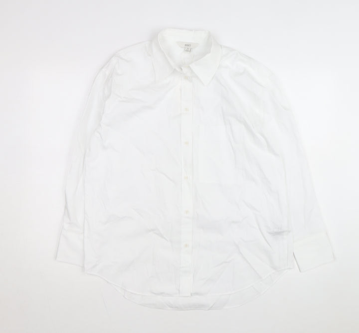 Marks and Spencer Men's White Regular Fit Long Sleeve Cotton Shirt Size 15